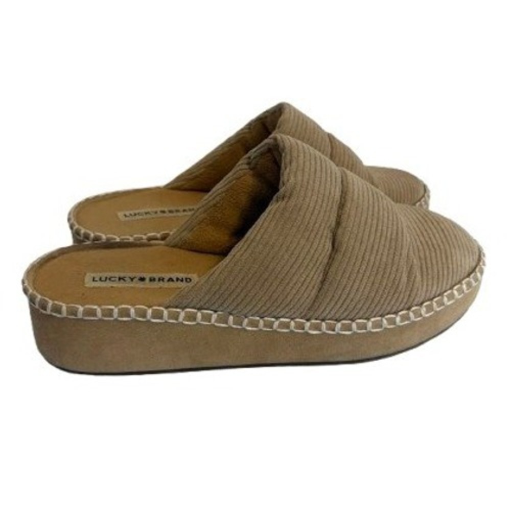 Lucky Brand Lisilly Tan Corduroy Platform Slippers Shoes LK-LISILLY Womens 8M